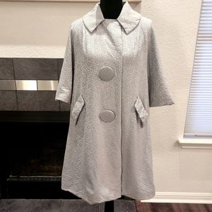 🖤 VINTAGE 60s Mod Jackie MCM Brocade Coat Ice Blue UNIQUE